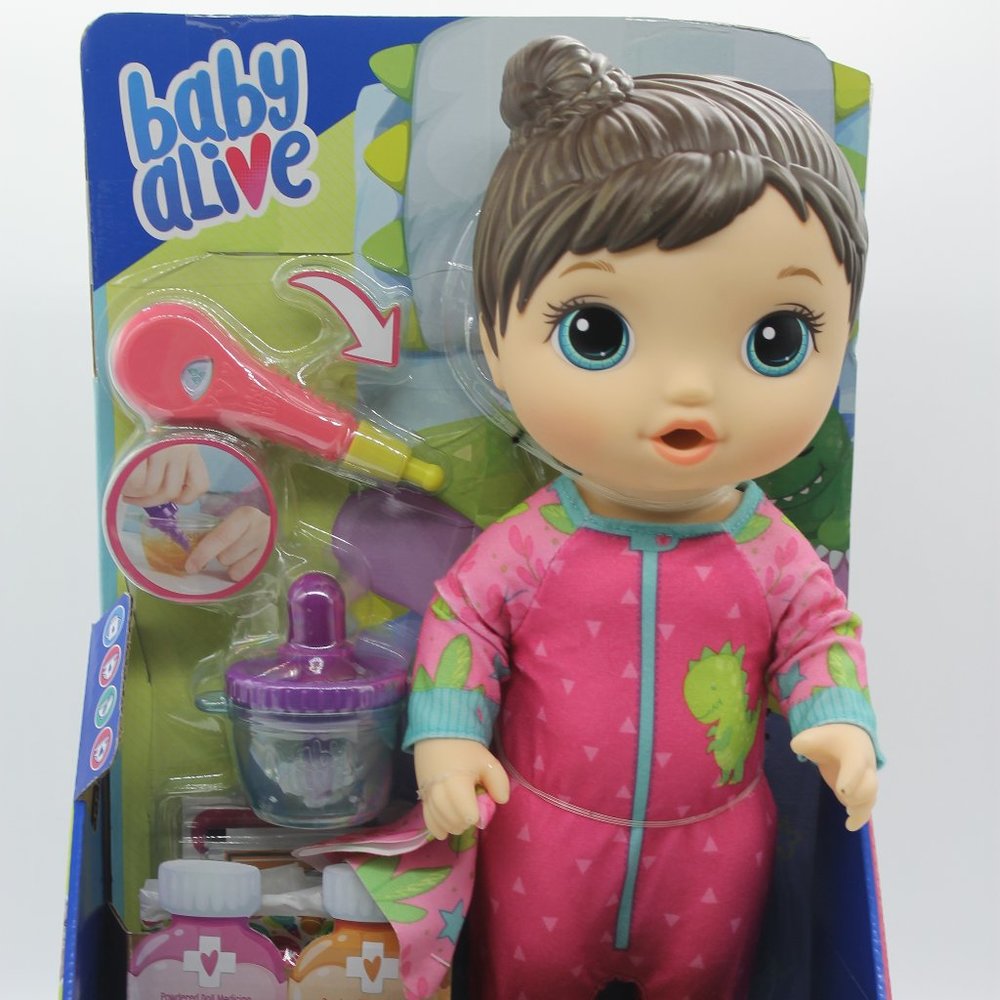 Baby Alive Mix My Medicine Baby Doll, Dinosaur Pajamas, Drinks and Wets, Doctor
